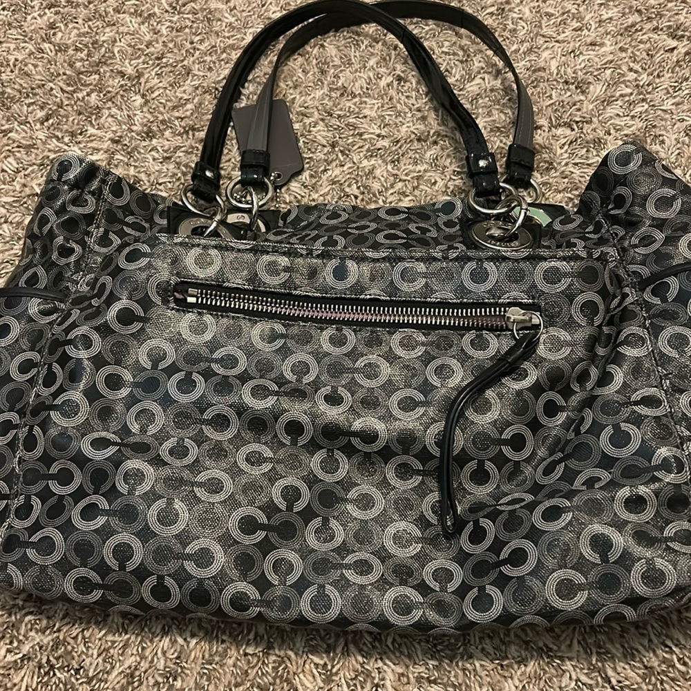 Coach black leather baby bag